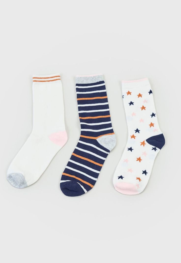 Calcetines Mujer Tripack Largos Mix Blanco/Navy Corona-2