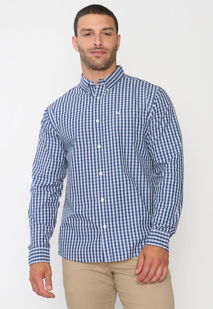 Camisa Hombre Escocesa Blanco Corona-0