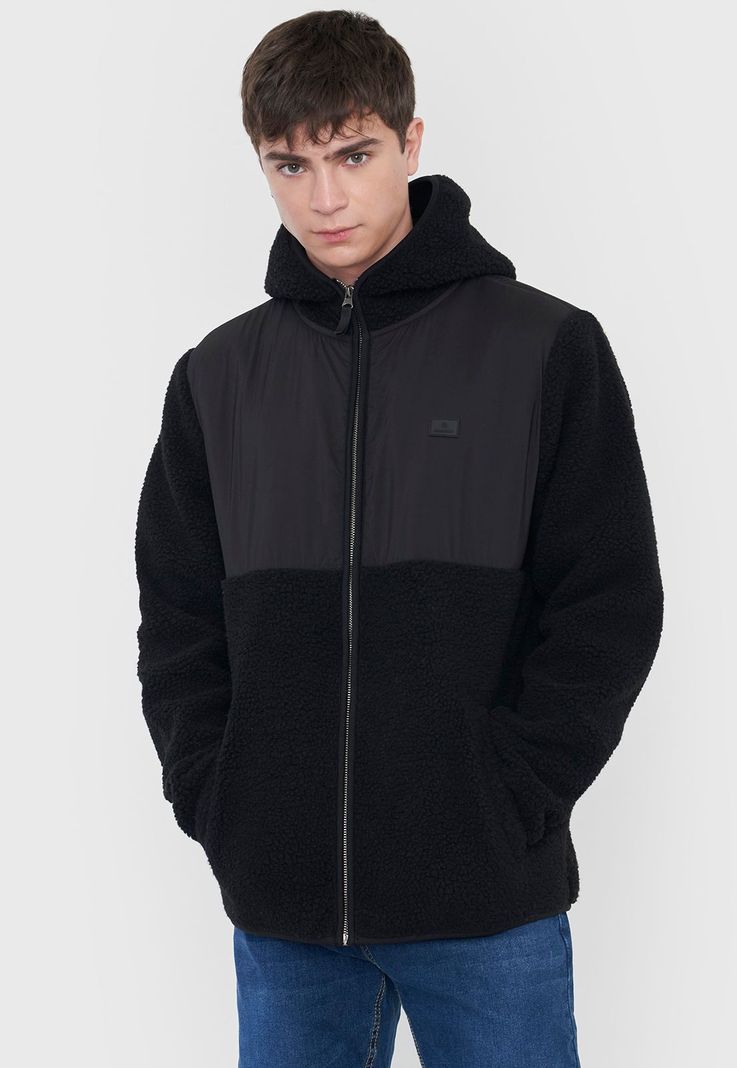 Casaca Hombre Sherpa Hoodie Negro Corona-0