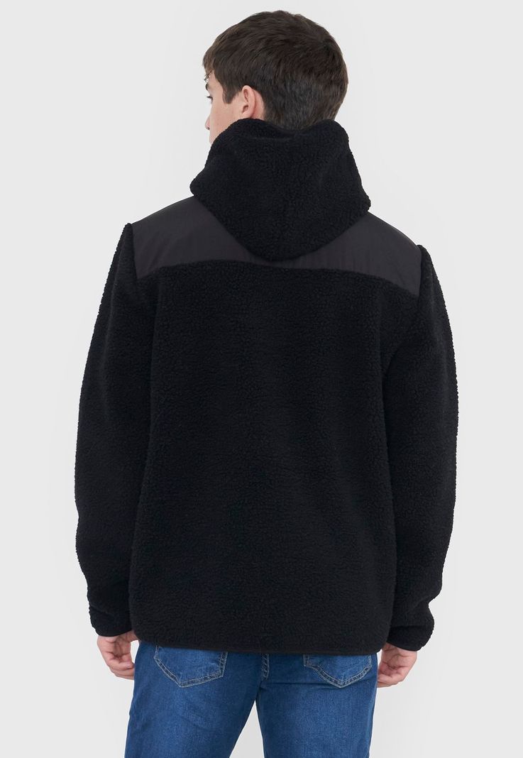 Casaca Hombre Sherpa Hoodie Negro Corona-1
