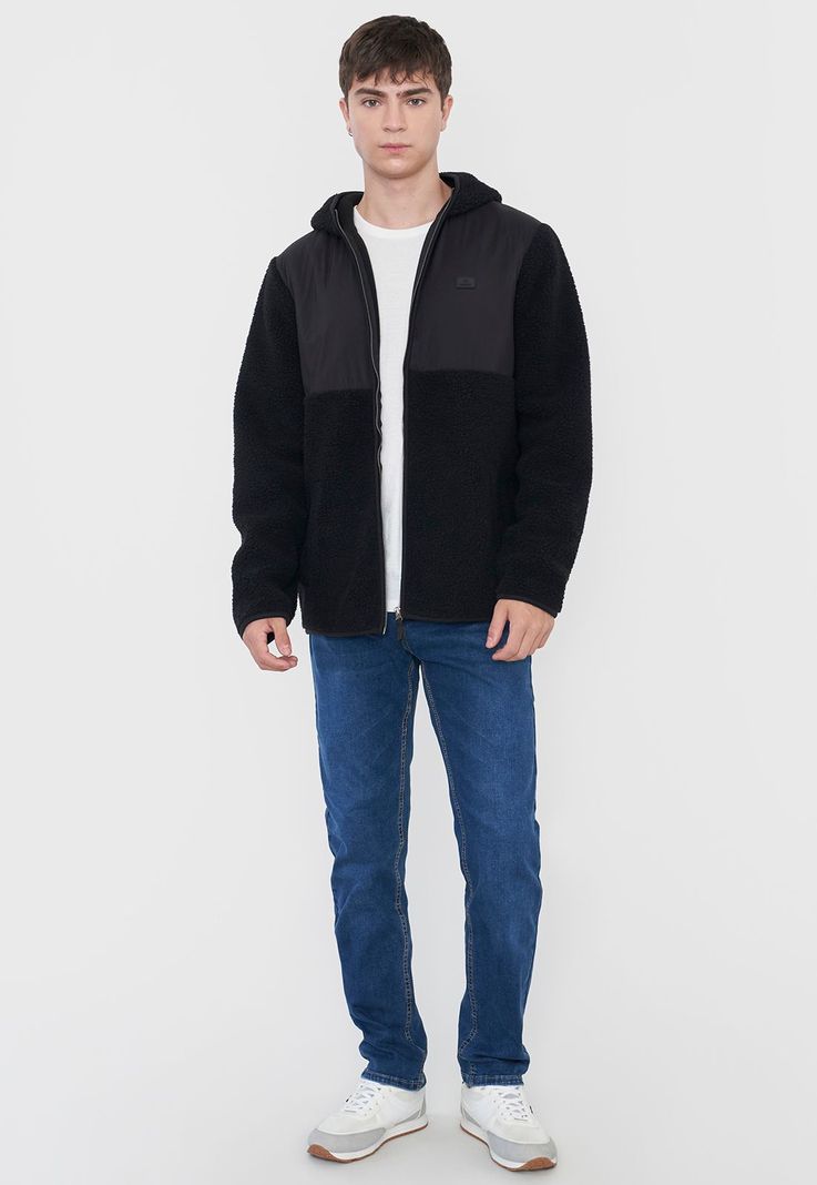 Casaca Hombre Sherpa Hoodie Negro Corona-3