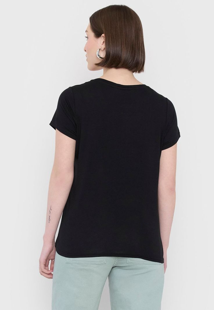 Polera Mujer Estampada Negro 1 Corona-1