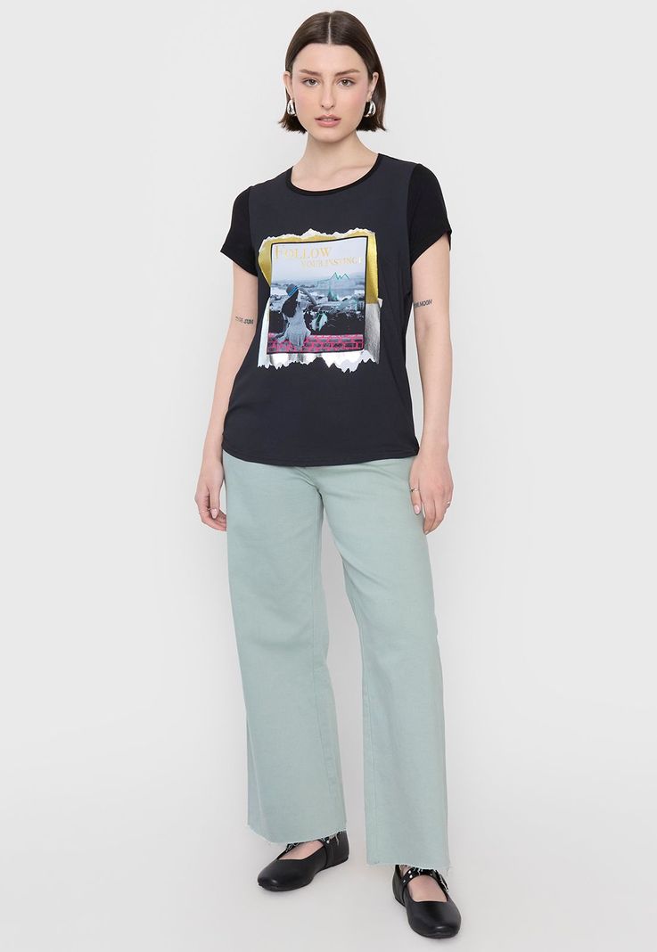 Polera Mujer Estampada Negro 1 Corona-3