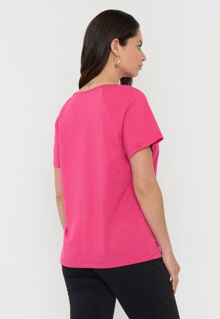 Polera Mujer Escote Macramé Fucsia Corona-1