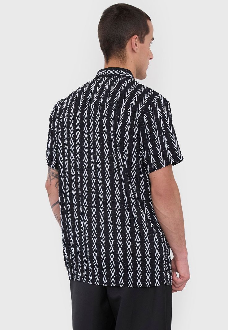 Guayabera Hombre Night Print Negro Corona-1