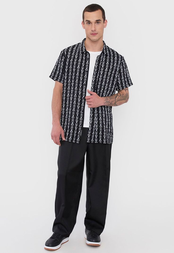 Guayabera Hombre Night Print Negro Corona-3