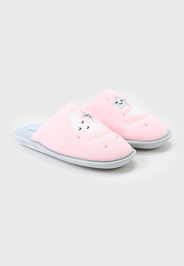 Pantufla Mujer Lurex Perla Lunas Corona-0