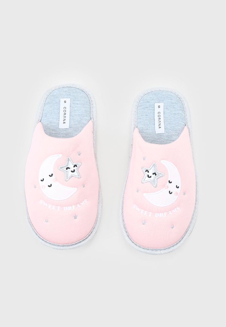Pantufla Mujer Lurex Perla Lunas Corona-2