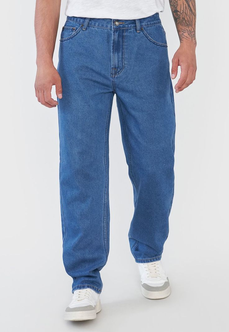 Jeans Hombre Straight Color Azul Medio Corona-1