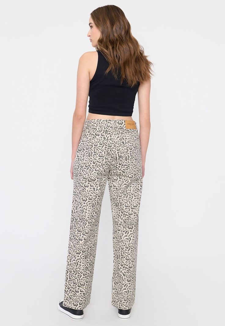 Jeans Mujer Straight Fit Animal Print Beige Corona-2