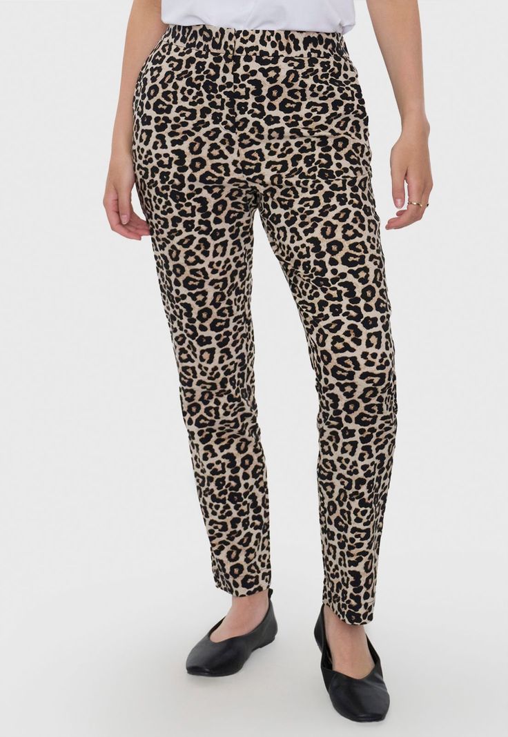 Pantalón Mujer Básico Animal Print Café Corona-1