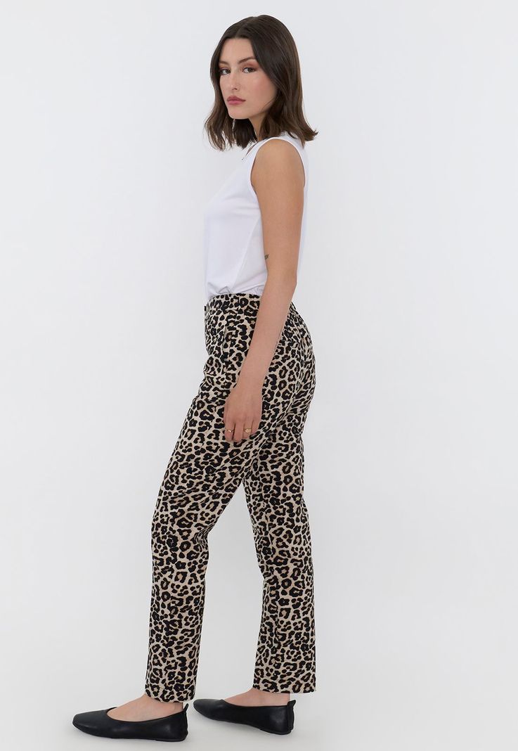 Pantalón Mujer Básico Animal Print Café Corona-3