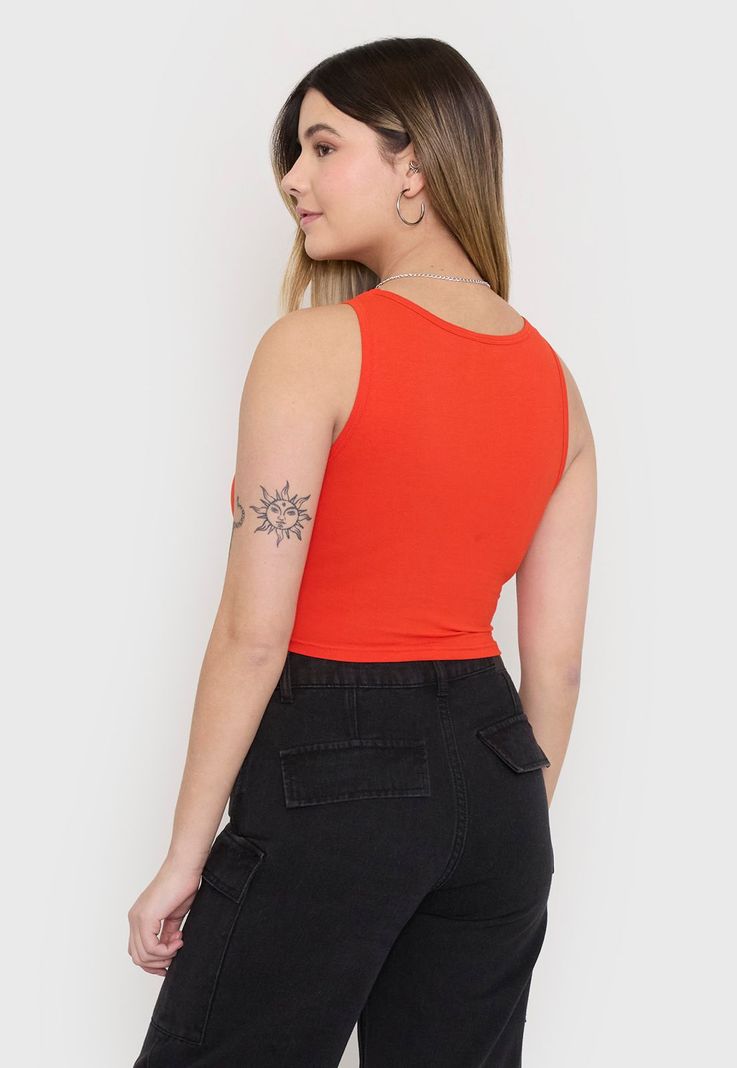 Polera Mujer Sin Mangas Crop Rojo Corona-1