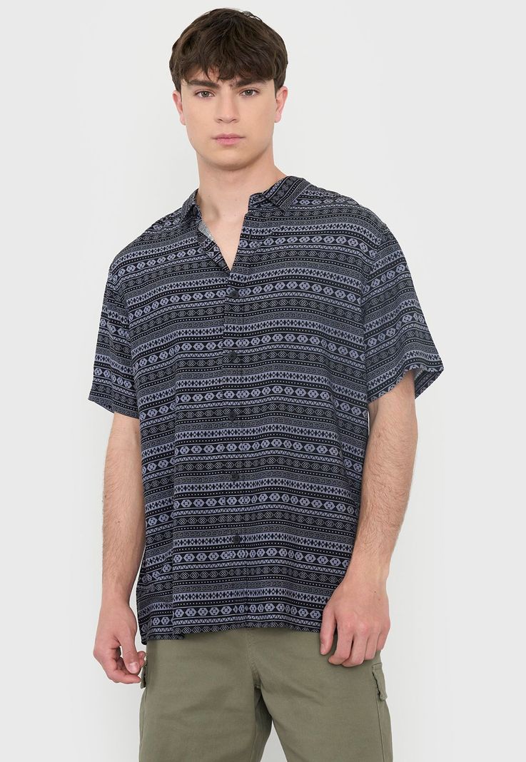 Guayabera Hombre Viscosa Tribal Gris Corona-0