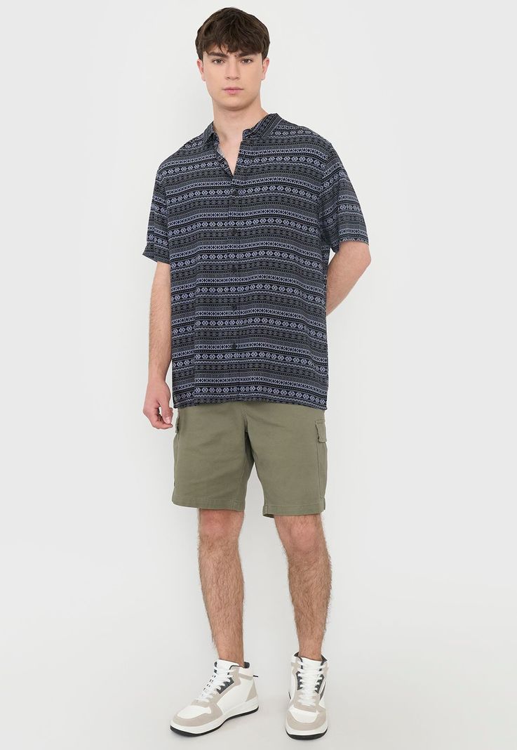Guayabera Hombre Viscosa Tribal Gris Corona-3