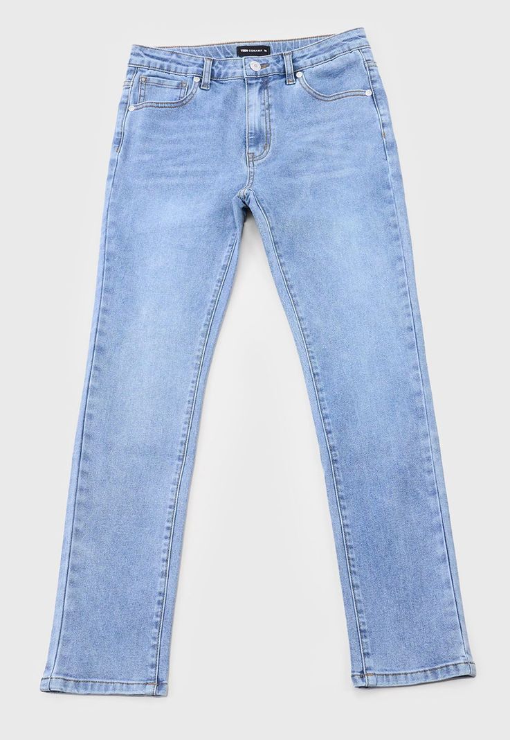 Jeans Niño Teens 5 Bolsillos Azul Claro Corona-0
