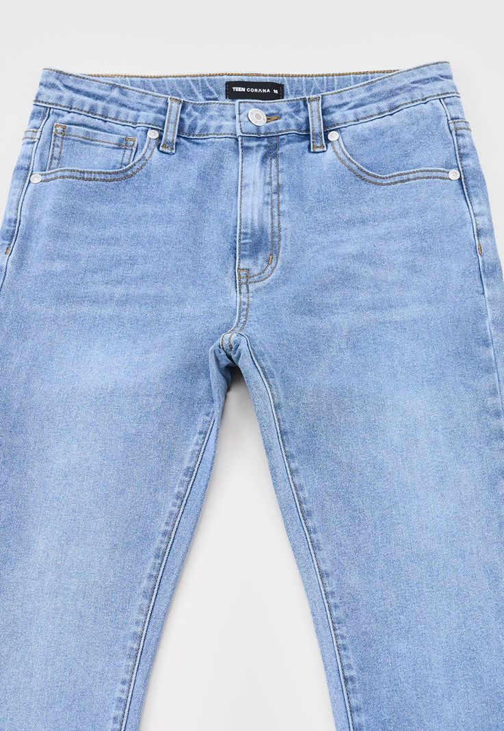 Jeans Niño Teens 5 Bolsillos Azul Claro Corona-2