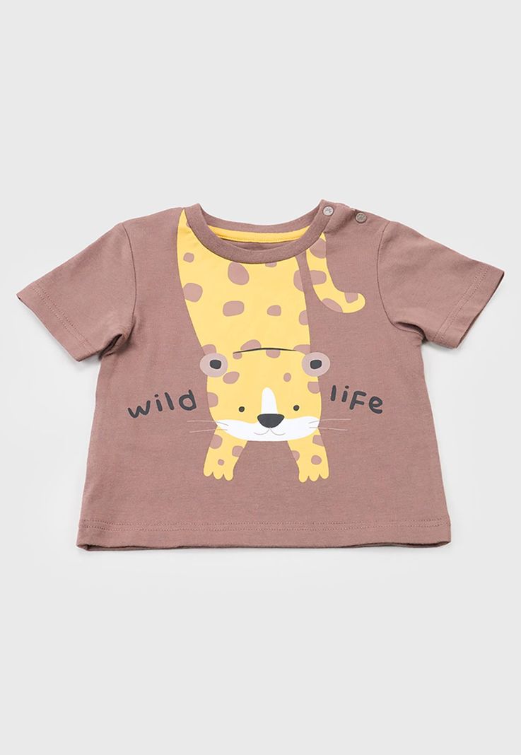 Polera Bebe Niño M/C Fun Café Corona-0