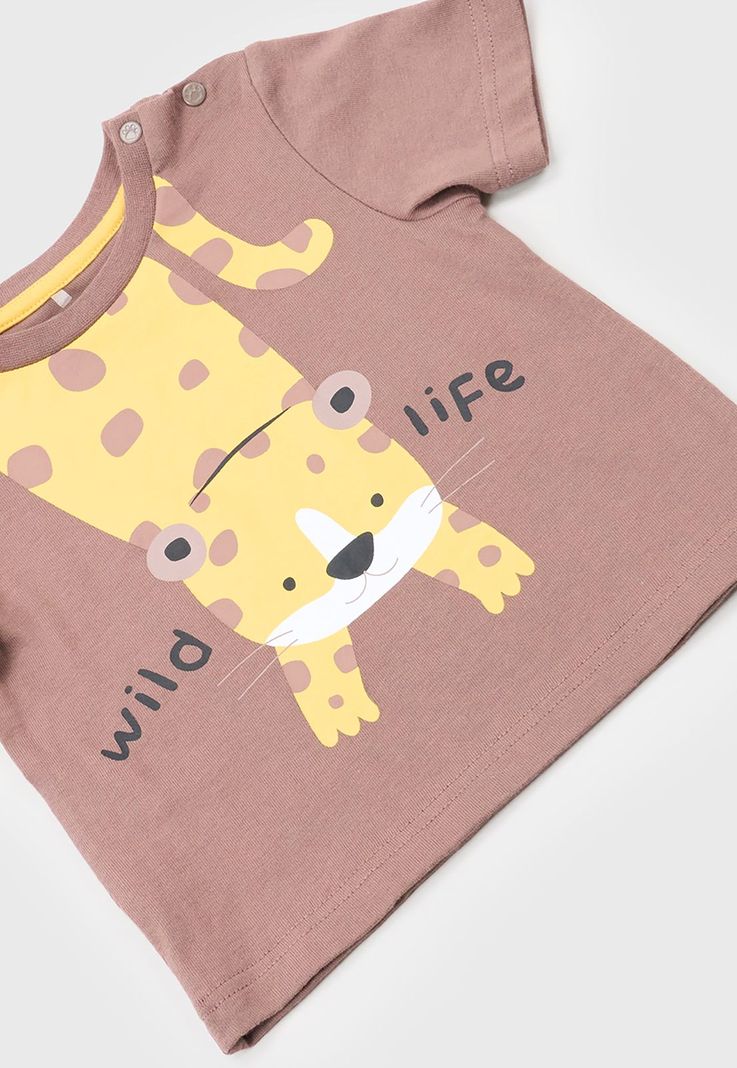 Polera Bebe Niño M/C Fun Café Corona-3