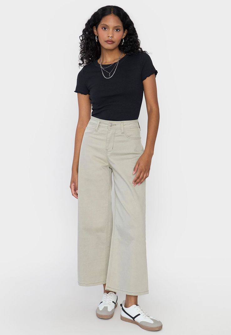 Jeans Mujer Culotte Fit 5 Bolsillos Verde Corona-0
