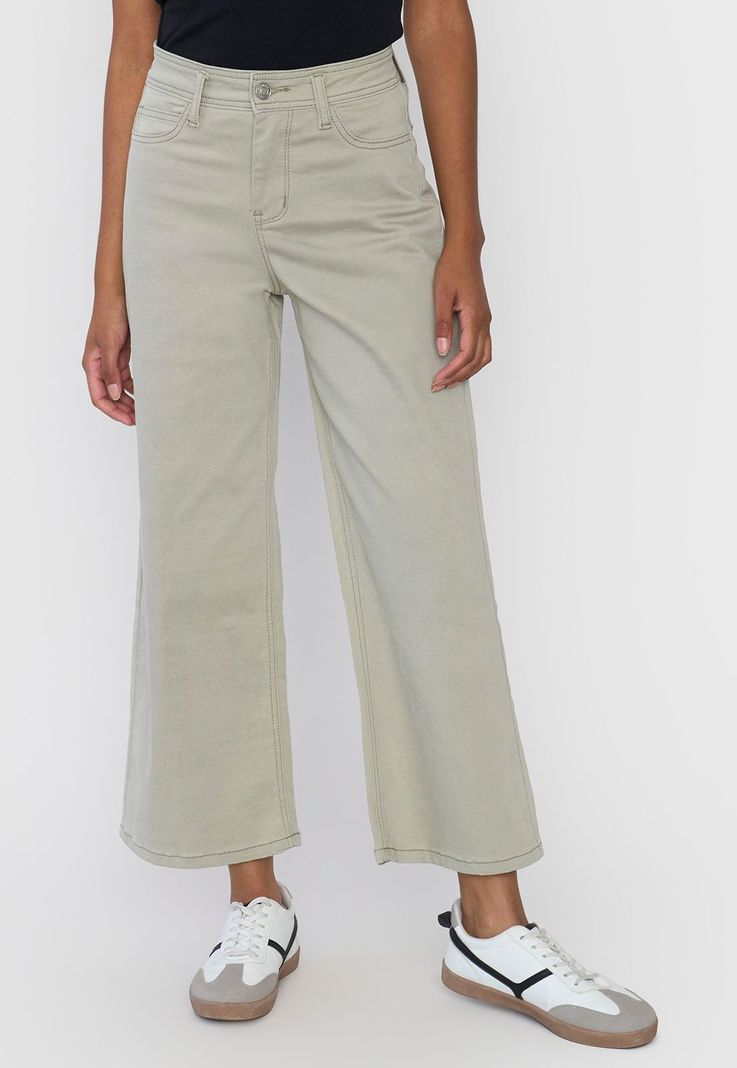 Jeans Mujer Culotte Fit 5 Bolsillos Verde Corona-1