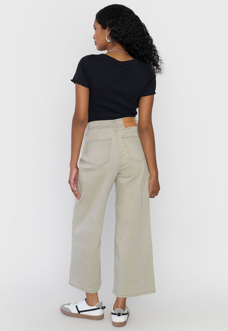 Jeans Mujer Culotte Fit 5 Bolsillos Verde Corona-2