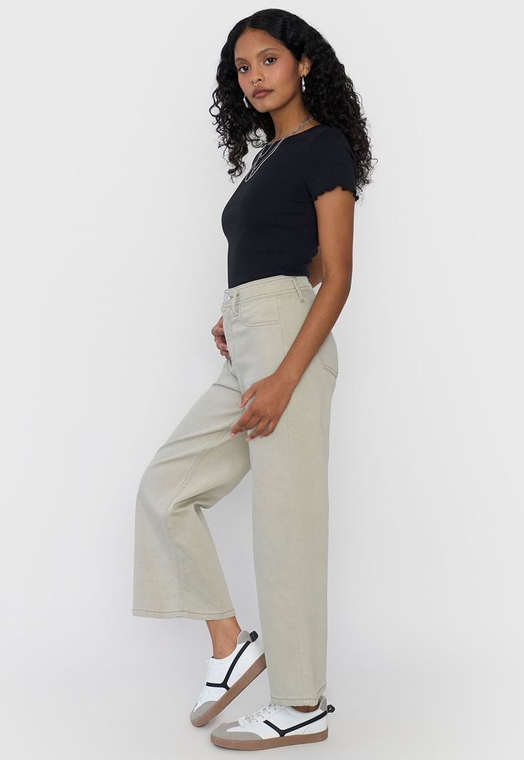 Jeans Mujer Culotte Fit 5 Bolsillos Verde Corona-3