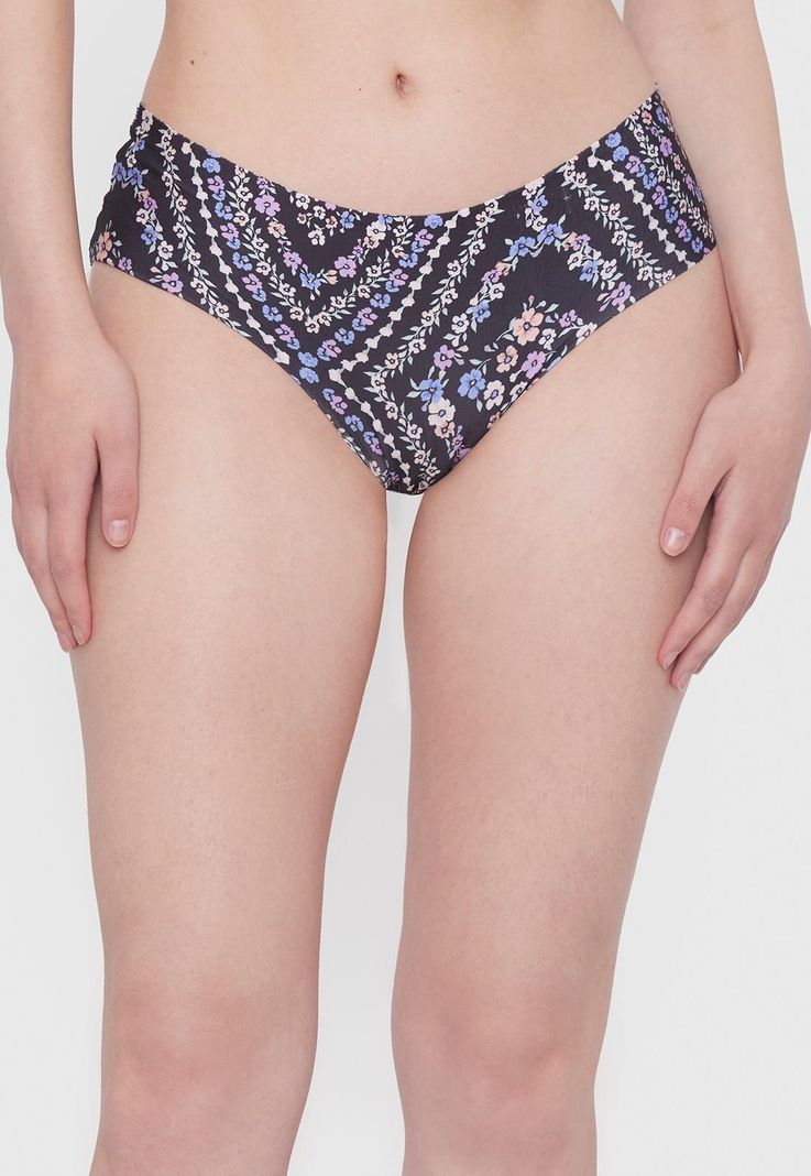 Pantaleta Mujer Microfibra Flores Negro Corona-0