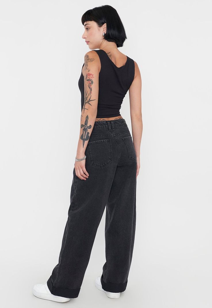 Jeans Mujer Extra Wide Leg Fit Full Length Negro Corona-2