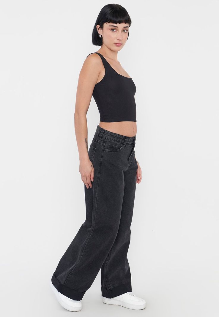 Jeans Mujer Extra Wide Leg Fit Full Length Negro Corona-3