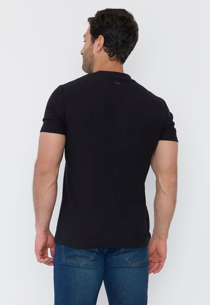 Polera Hombre Textura Negro Corona-1