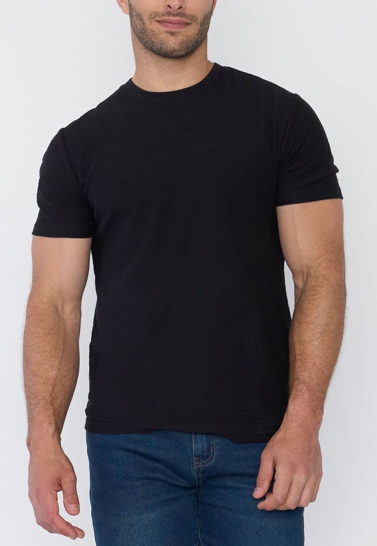 Polera Hombre Textura Negro Corona-2