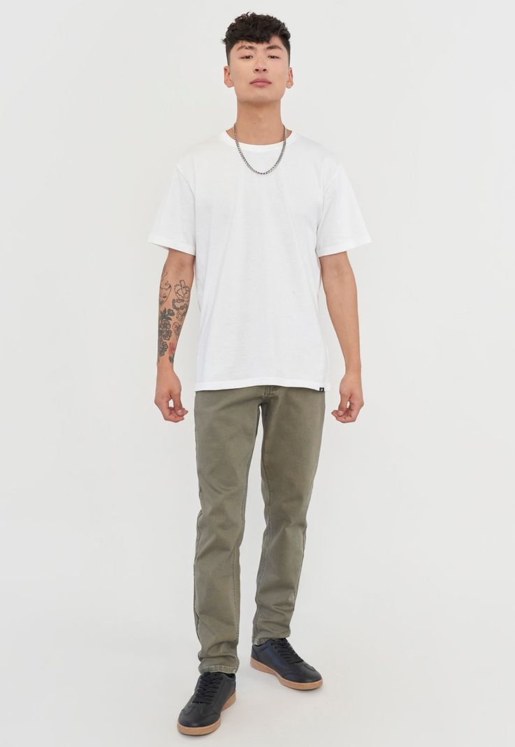 Jeans Hombre Skinny Fit Liso Color Verde Corona-0