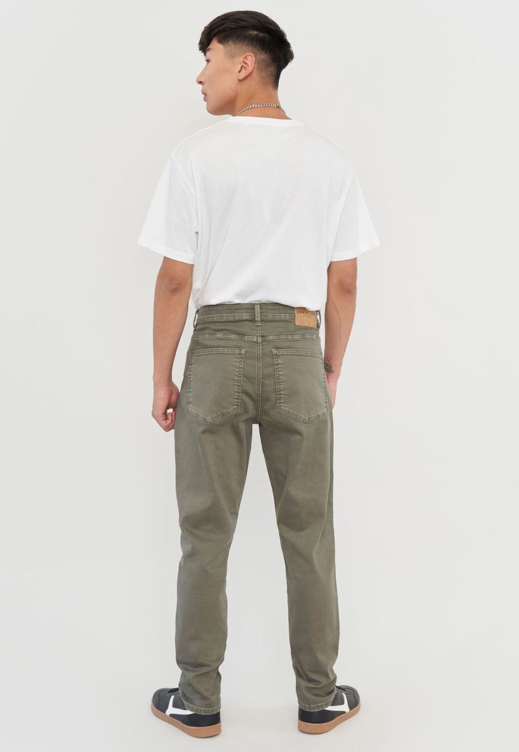 Jeans Hombre Skinny Fit Liso Color Verde Corona-2