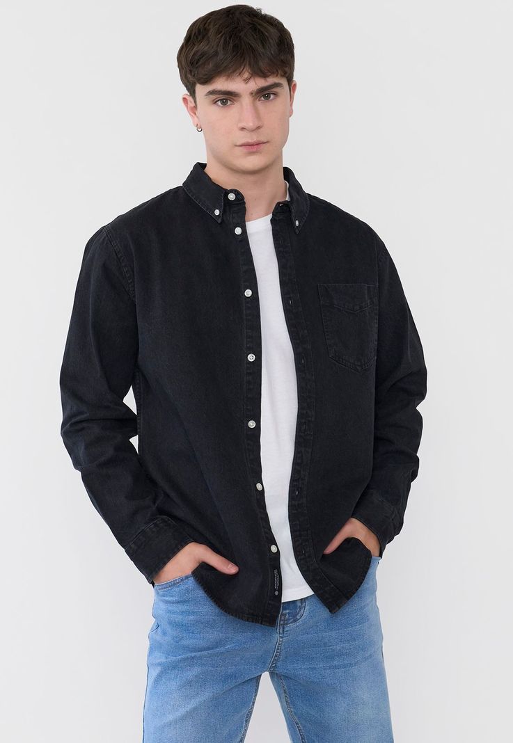 Sobrecamisa Hombre Bolsillo Negro Corona-0