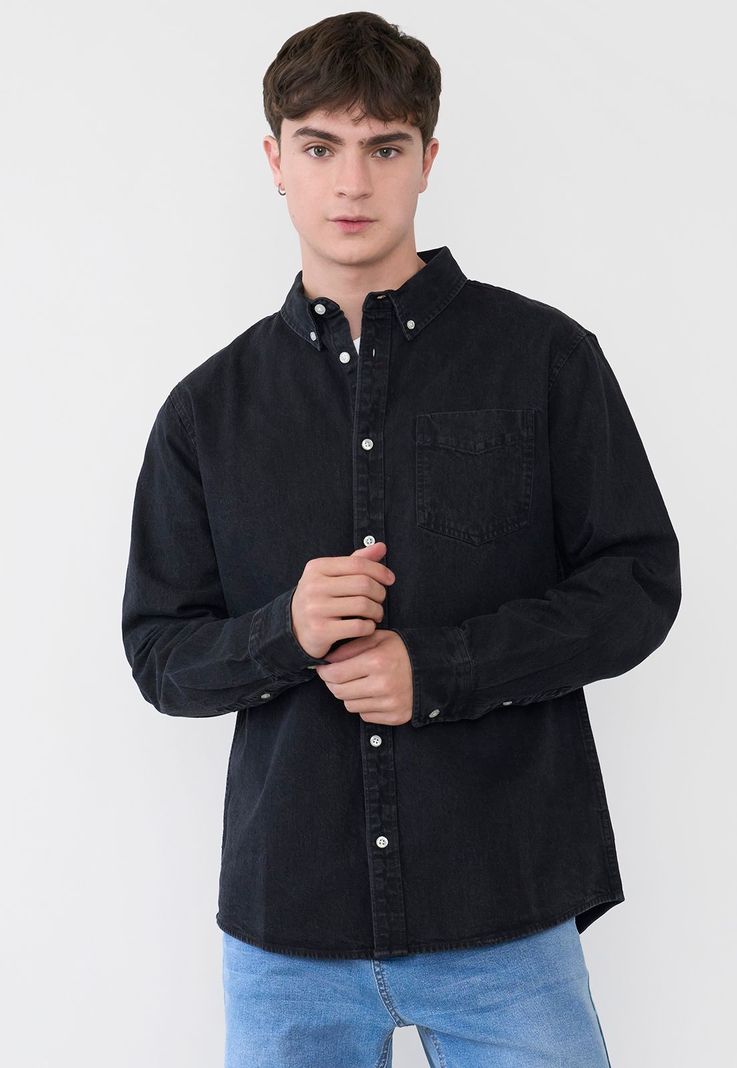 Sobrecamisa Hombre Bolsillo Negro Corona-2
