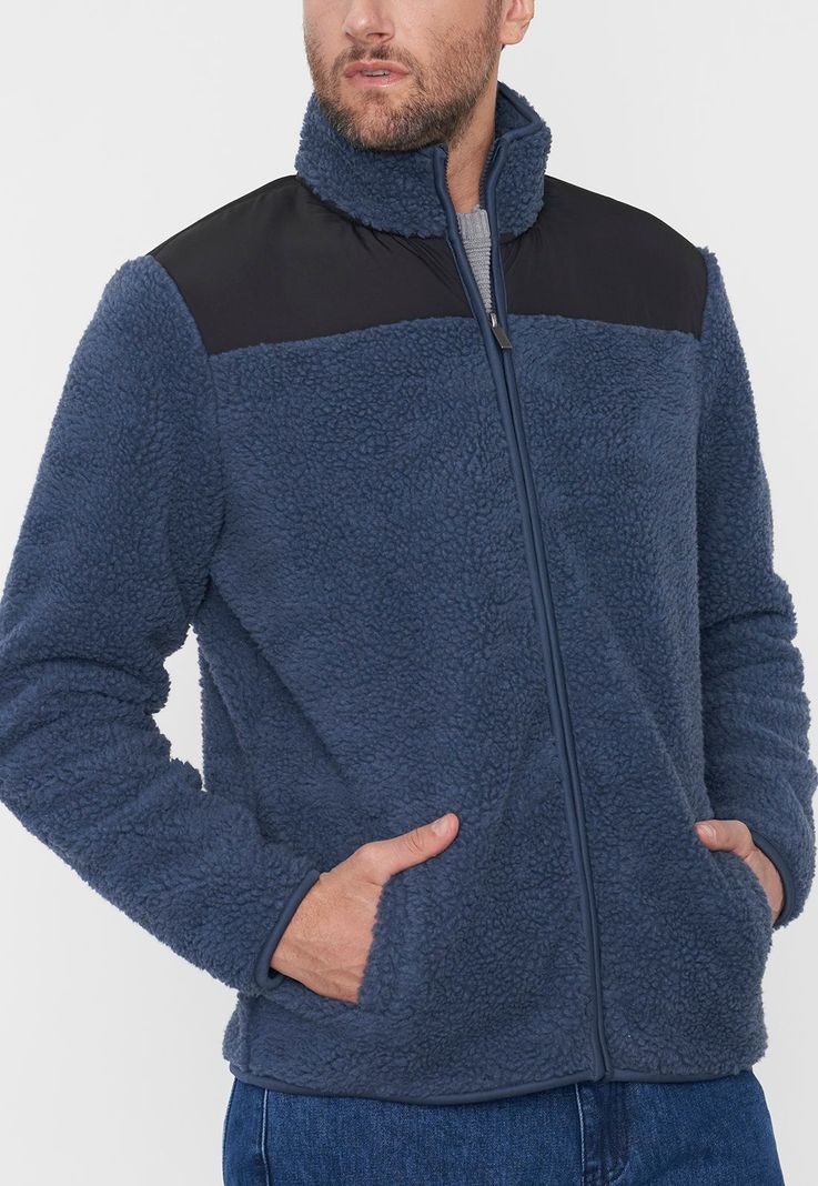 Chaqueta Hombre Sherpa Azul Corona-2