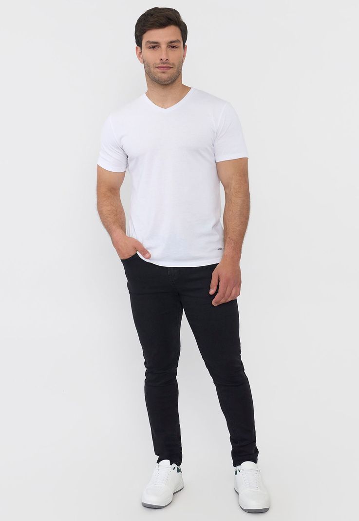 Jeans Hombre Skinny Spandex Negro Corona-0