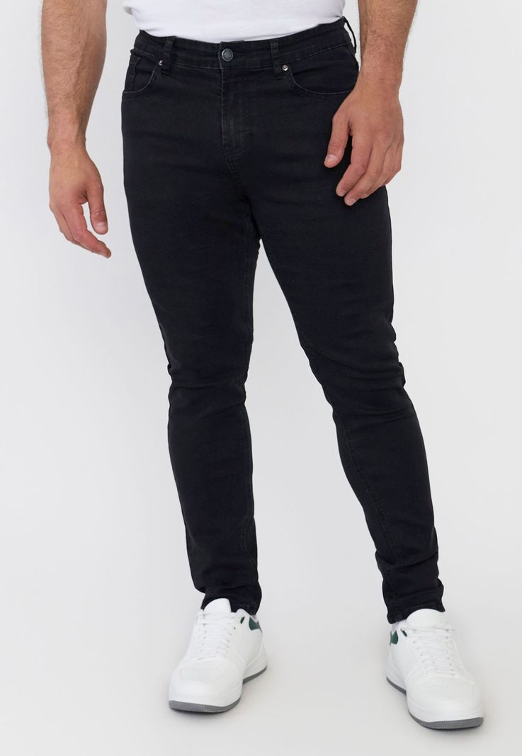 Jeans Hombre Skinny Spandex Negro Corona-1