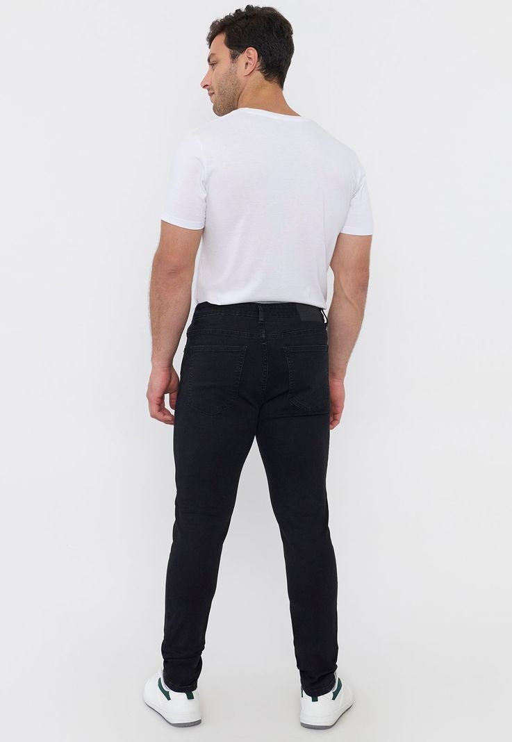 Jeans Hombre Skinny Spandex Negro Corona-2