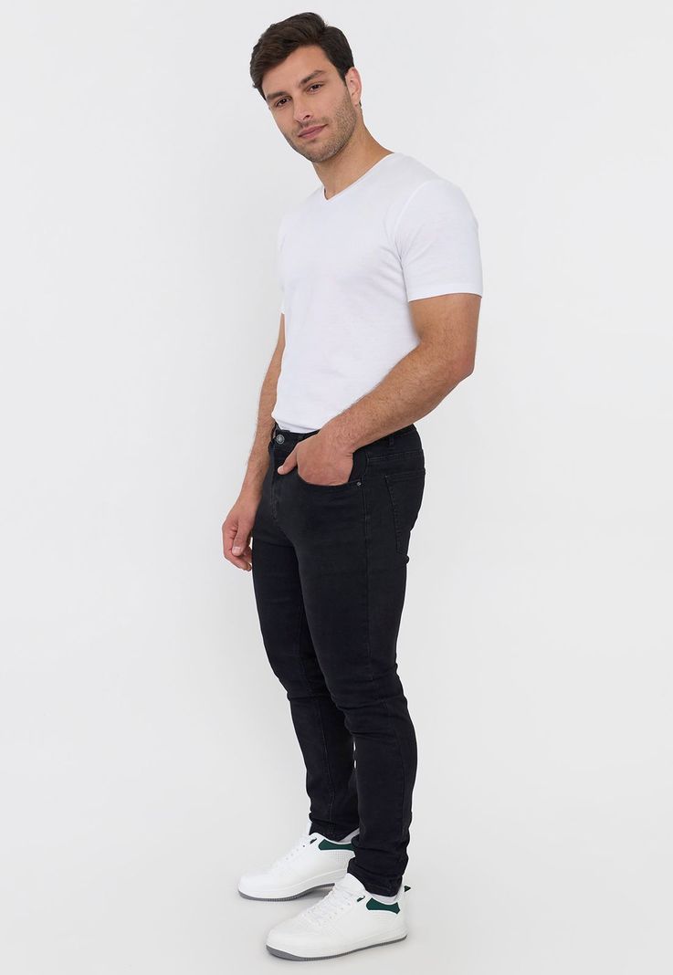 Jeans Hombre Skinny Spandex Negro Corona-3