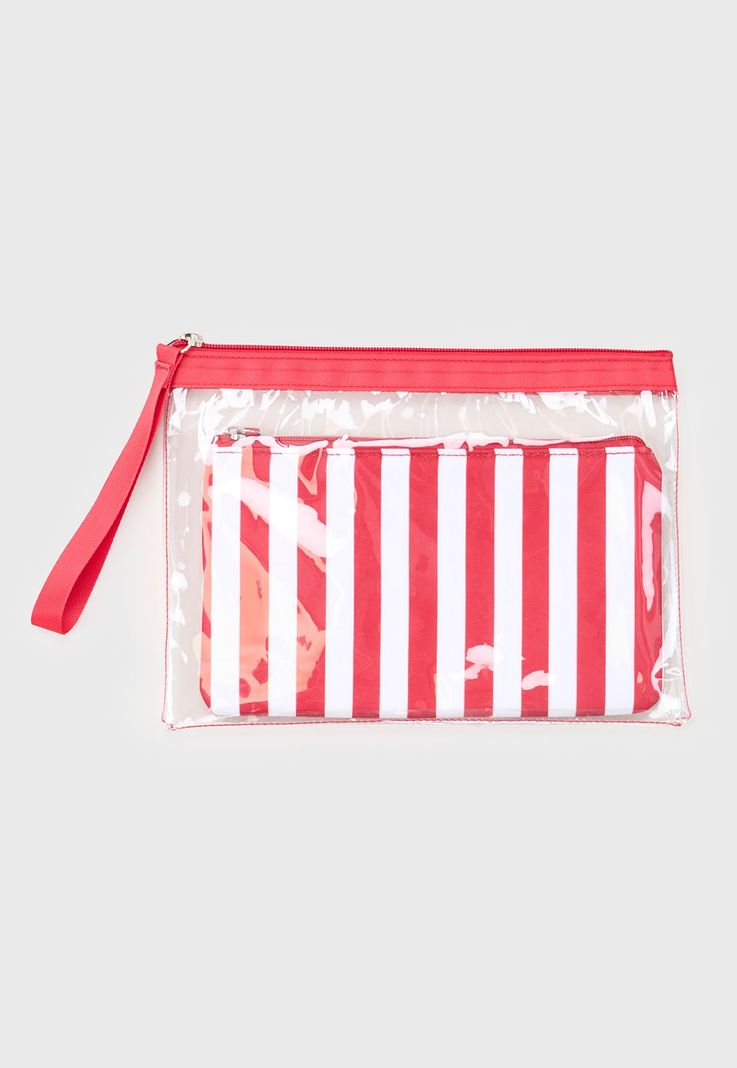 Estuche Mujer Doble Print Rayas Rojo Corona-0