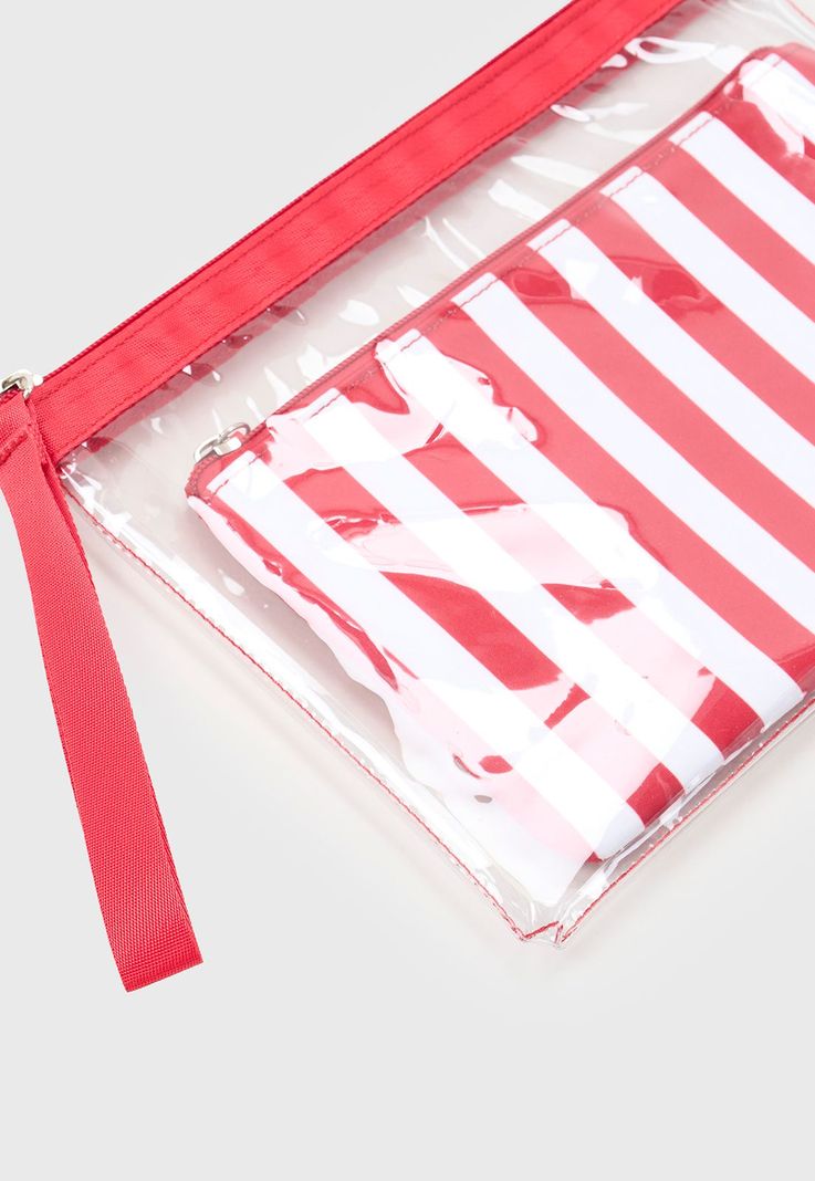 Estuche Mujer Doble Print Rayas Rojo Corona-2