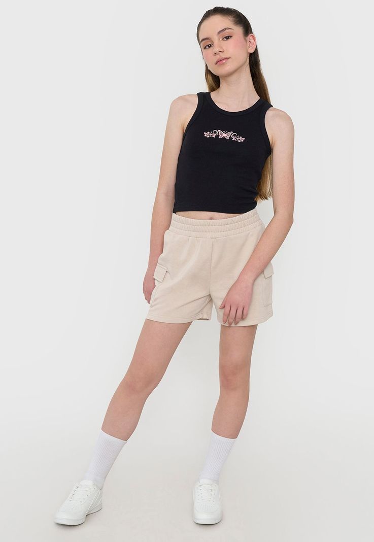 Short Niña Teen Punto Cargo Beige Corona-0