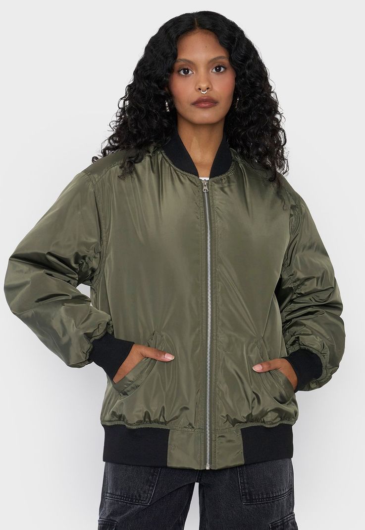 Chaqueta Mujer Bomber Básica Verde Corona-2
