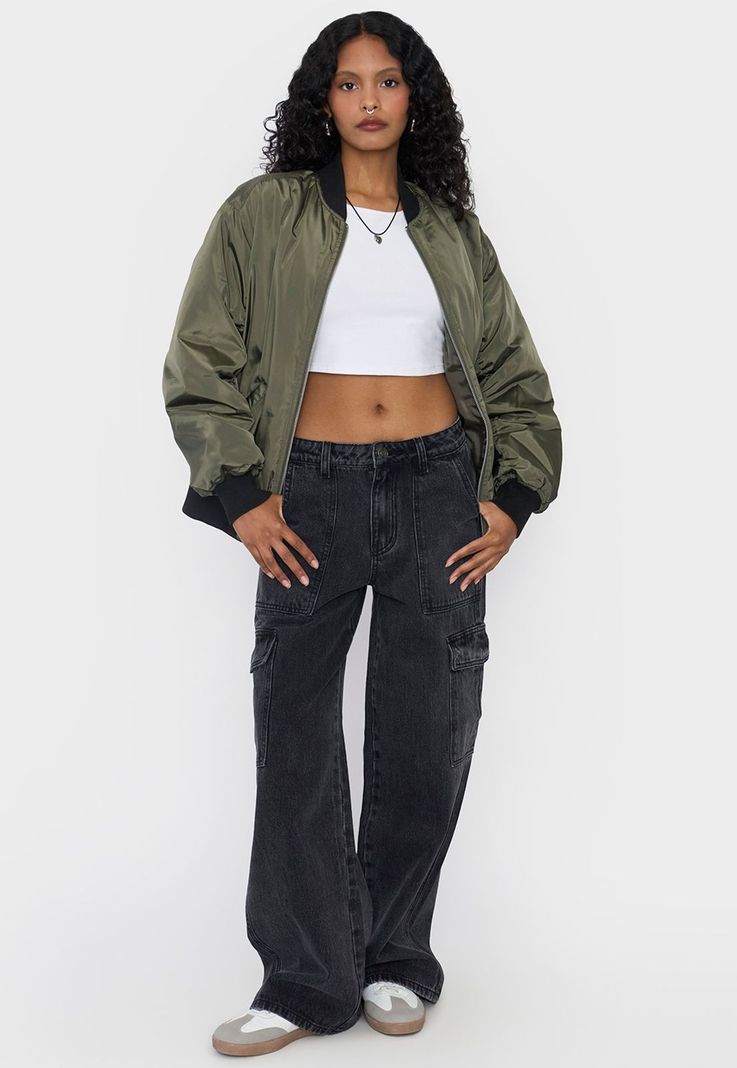 Chaqueta Mujer Bomber Básica Verde Corona-3