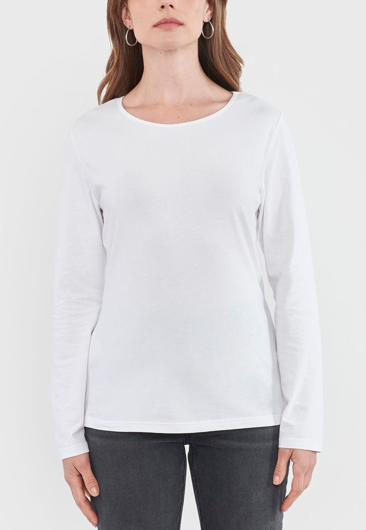 Polera Mujer Básica Manga Larga Blanco Corona-2