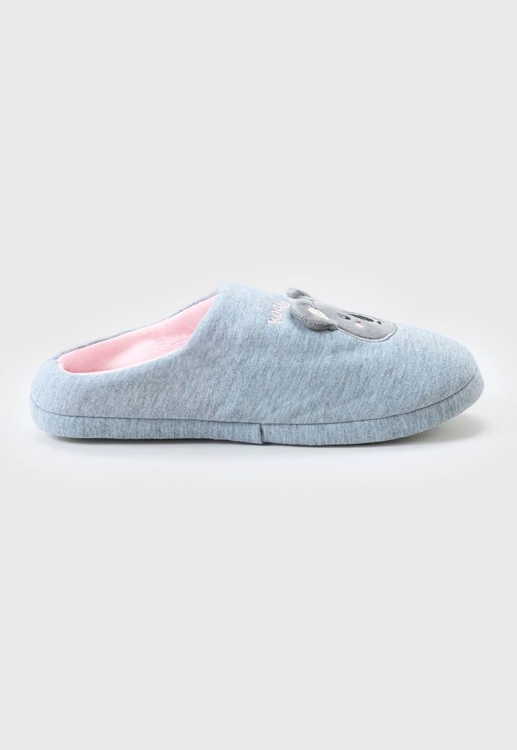 Pantufla Mujer Caras Oso Gris Corona-1