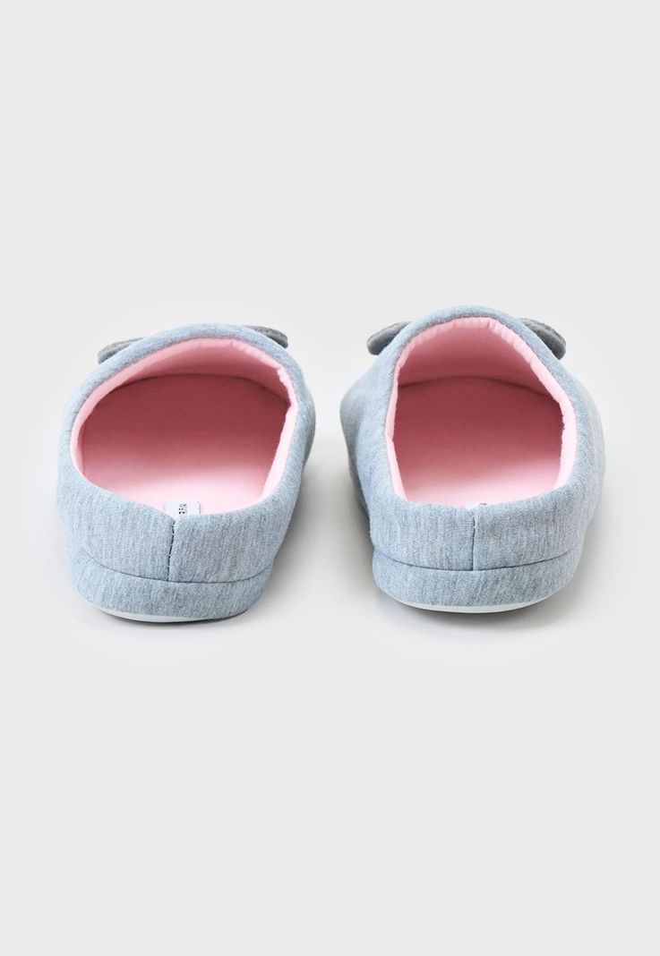 Pantufla Mujer Caras Oso Gris Corona-3
