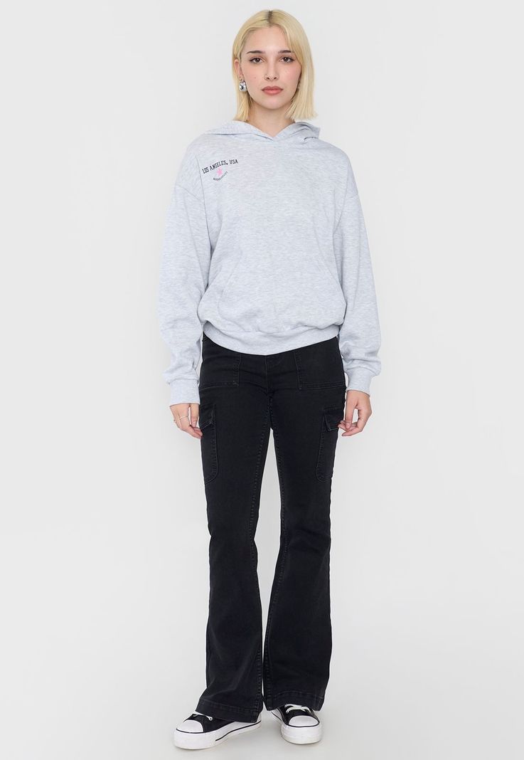 Polerón Mujer Hoodie Print Gris Melange Corona-3